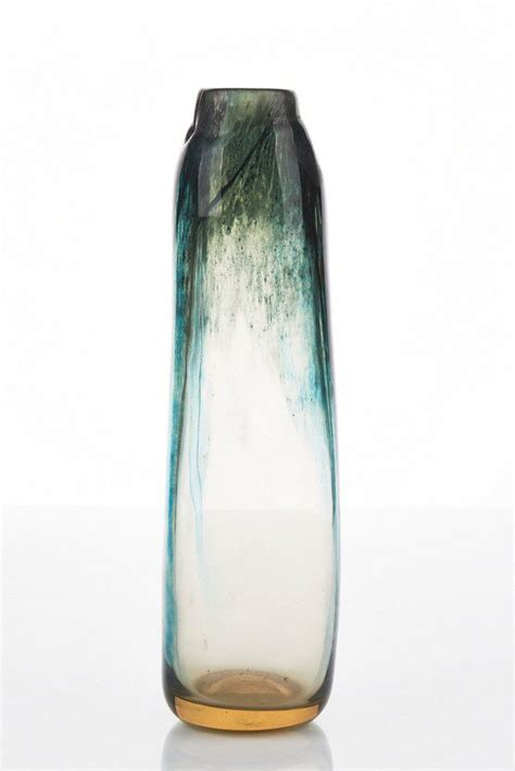 Scottish Hand Blown Glass Vase Signed 1930 British 20th Century Glass