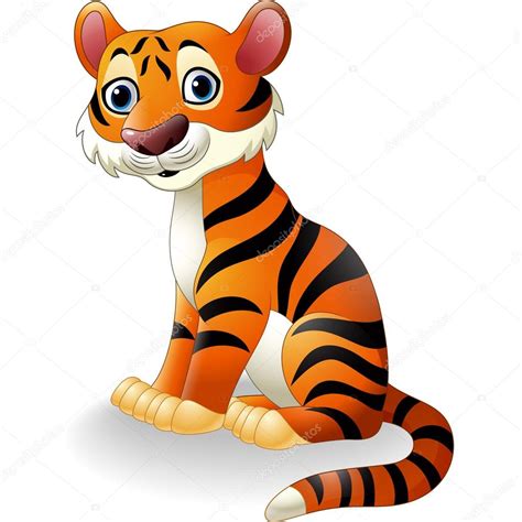 Tigre De Dibujos Animados Sentado Stock Vector By Dreamcreation01