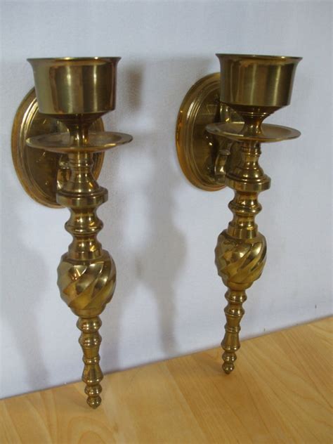 Vintage Brass Wall Candle Sconces Etsy