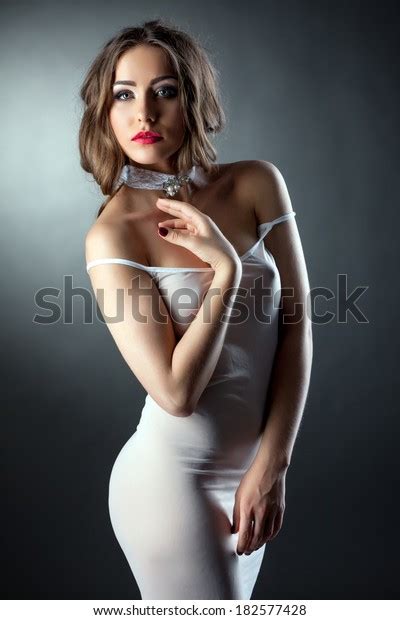 Portrait Sensual Model Skintight Negligee Stock Photo