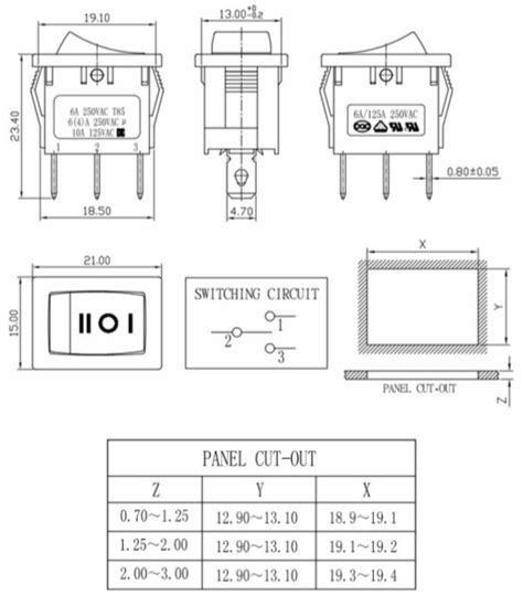 Spdt Miniature Rocker Switch Center Off Switch With 3 Position 6a 250v