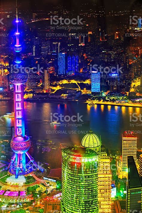 Oriental Pearl Tower At The Night Shanghai Stock Photo Download Image