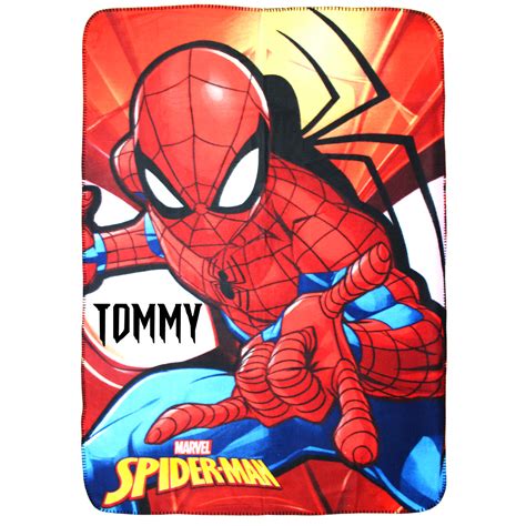 Personalised Spiderman Fleece Throw Blanket Teddyts
