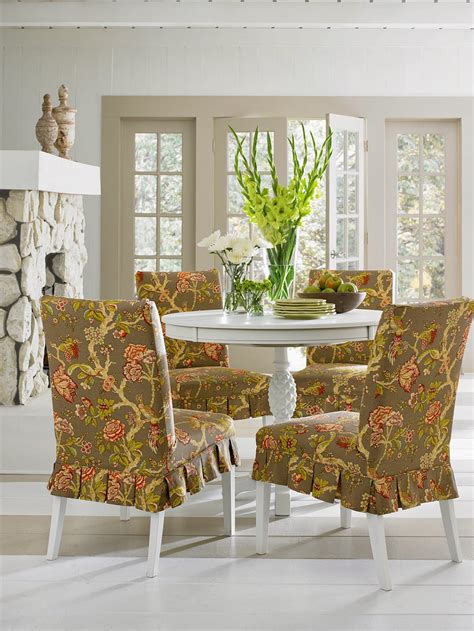 Parson chairs have large cushy seats and fabric covered chair backs, putting a. Sure Fit Slipcovers: Super easy way to pretty up those ...