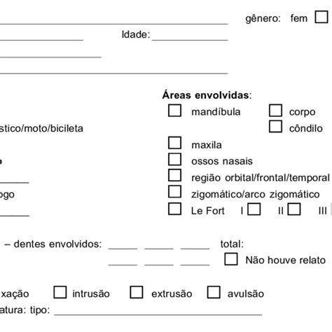 Figura1 Modelo Da Ficha Utilizada Para Coleta De Dados Download Scientific Diagram