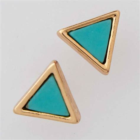Triangular Gold And Turquoise Stud Earrings By Lime Lace