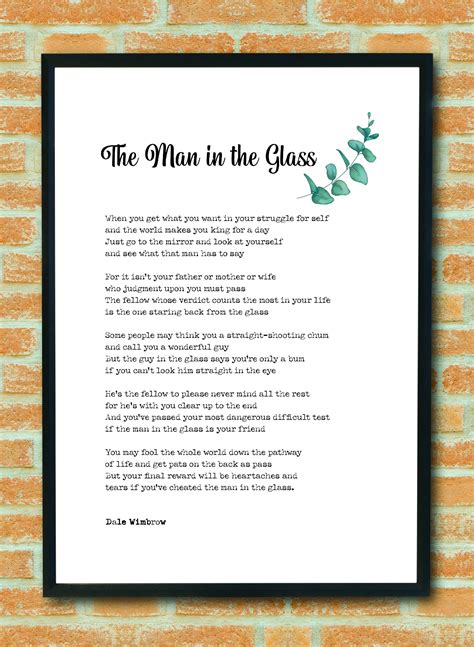 Art And Collectibles Digital Prints The Man In The Glass By Dale Wimbrow Poetry Printable The Guy