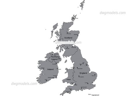 Map Of Great Britain And Ireland Autocad File Cad Drawing In Dwg