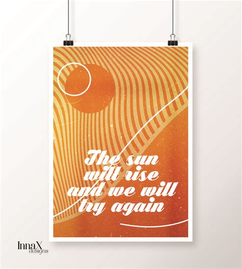 The Sun Will Rise And We Will Try Again Retro Printable Art Abstract