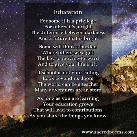 Inspirational Poem About Education Poem On Education Inspirational Poems