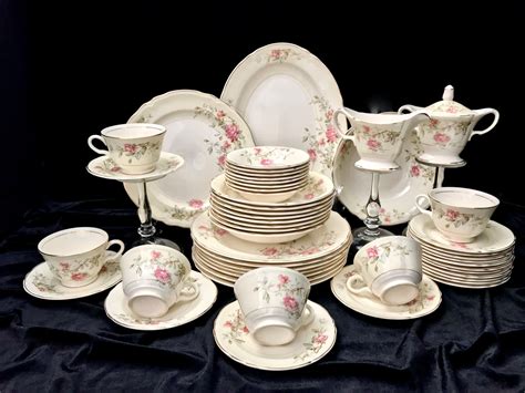 51 Pc Virginia By Edwin M Knowles China Set 1940s Rose Cottage Shabby Chic Dinnerware Service