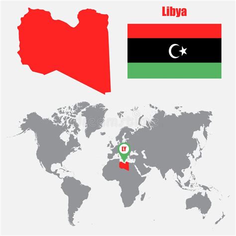 Zoom On Libya Map And Flag World Map Stock Vector Illustration Of