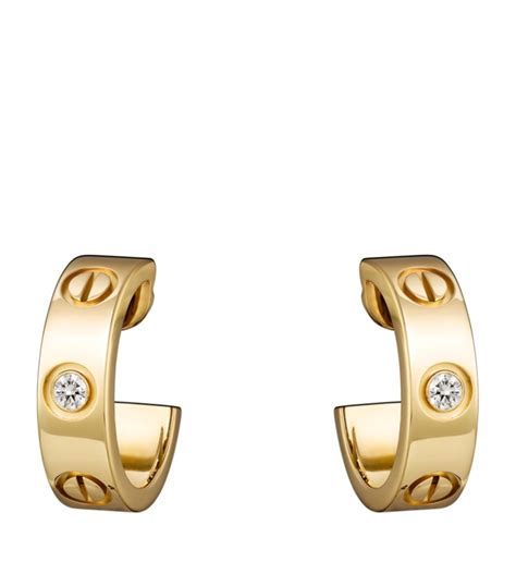 Cartier Yellow Gold And Diamond Love Hoop Earrings Harrods Uk