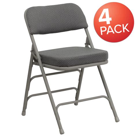 Flash Furniture 2 Pack Fabric Upholstered Premium Folding Chair Gray 