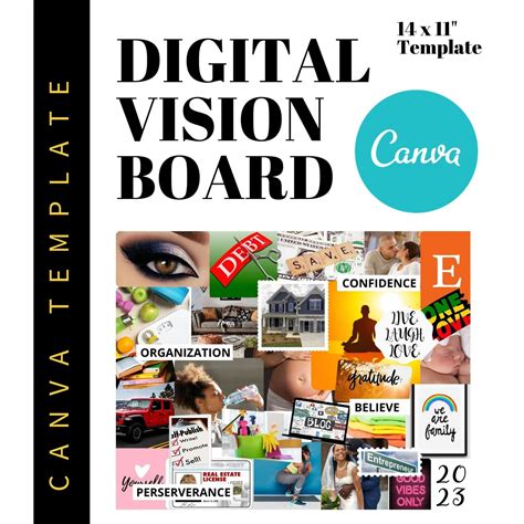 2023 Digital Vision Board Template Canva Kit Goal Setting Etsy Denmark