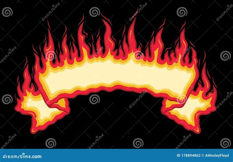 Fire Flames Banner Cartoon Vector 178894863