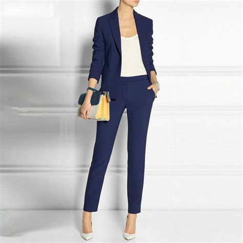 Buy Navy Blue 2 Piece Set Wome Suits Blazer Suit Set
