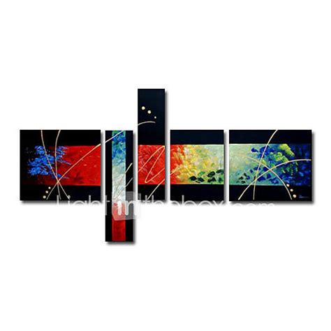 Hand Painted Abstract Oil Painting With Stretched Frame Set Of 5 2016