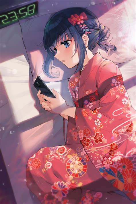 Safebooru 1girl Absurdres Akitsuki Oenothera Alarm Clock Bangs Bed