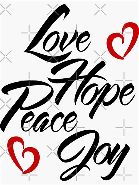 Love Hope Peace Joy Hand Lettering Illustration Sticker For Sale By