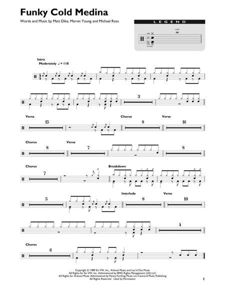 Funky Cold Medina Drum Chart Hx446108 From Hal Leonard Digital