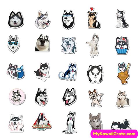 Kawaii Cute Husky Waterproof Stickers 50 Pc Pack Siberian Etsy