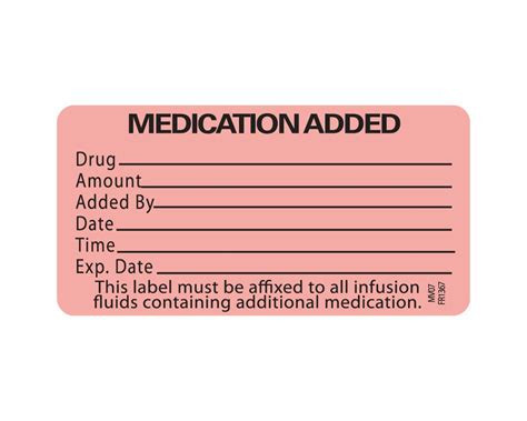 Paper Medication Added Label Medvisionﾮ Mv07fr1367