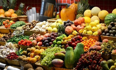 Explore tweets of fruit and veg market @marketfood on twitter. Fruit market with various colorful ... | Stock image ...