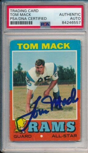 Tom Mack Los Angeles Rams Signedautographed 1971 Topps Card 94 Psa