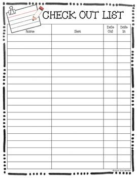 В какое время я должен освободить номер? Classroom Supply Check Out List {FREEBIE} by Traci Bender ...