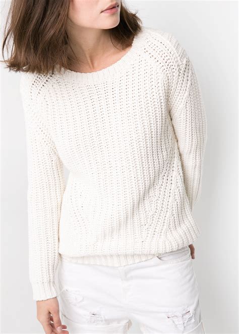 Mango Chunky Knit Sweater In White Lyst