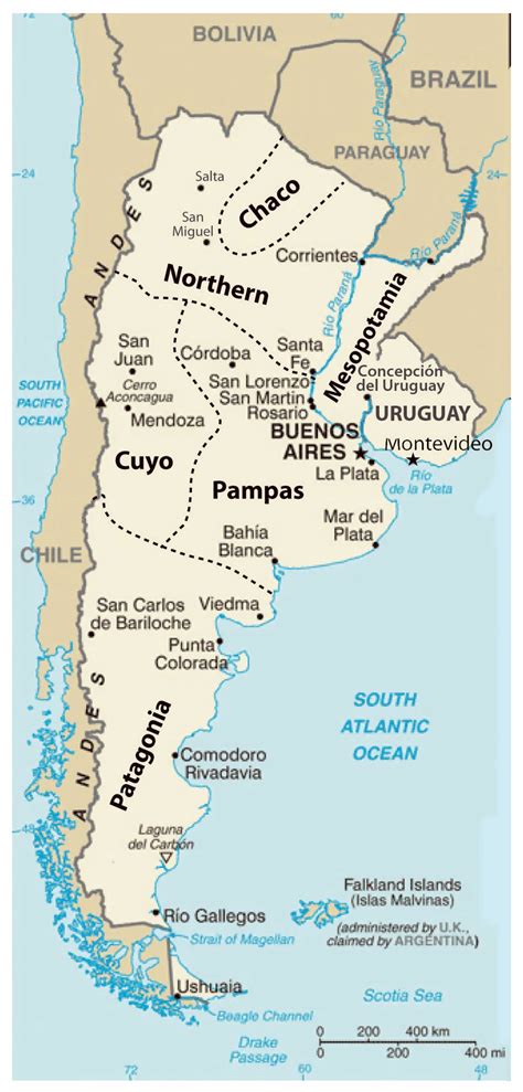 Detallado Mapa De Regiones De Argentina Argentina América Del Sur