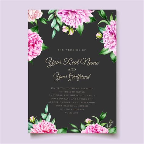 Free Vector Elegant Wedding Invitation Card With Beautiful Floral