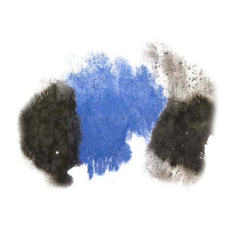 Macro Black Dark Blue Spot Blotch Texture Isolated On A White B Stock