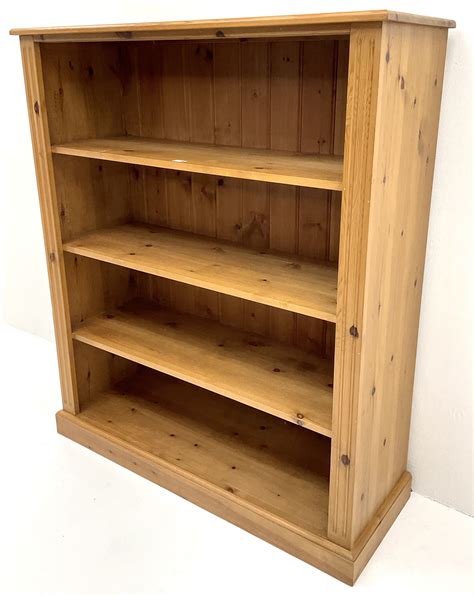 Pine Bookcase Three Shelves Platform Base The Furnishings Sale