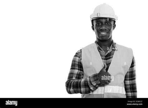 Studio Shot Of Young Happy Black African Man Construction Worker