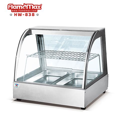 Hw 838 Food Warmer Stainless Steel Curved Glass Heater Food Showcase