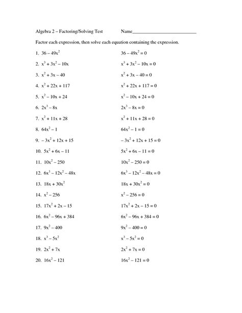 14 Factoring Polynomials Worksheets Printable