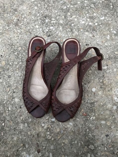 Vintage Womens Frye Brand Leather Slingback Sandals Size 65m Ebay