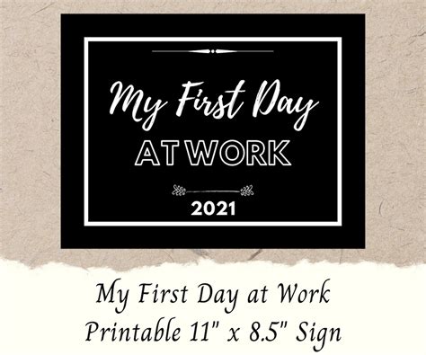 Printable My First Day At Work Sign Diy Printable First Day Etsy
