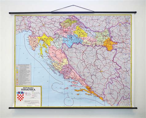 Geografska Karta Republika Hrvatska županijsko Ustrojstvo 120×118 Cm