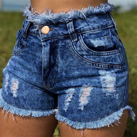 China Women Sexy Distressed Ripped Holes High Waist Denim Shorts