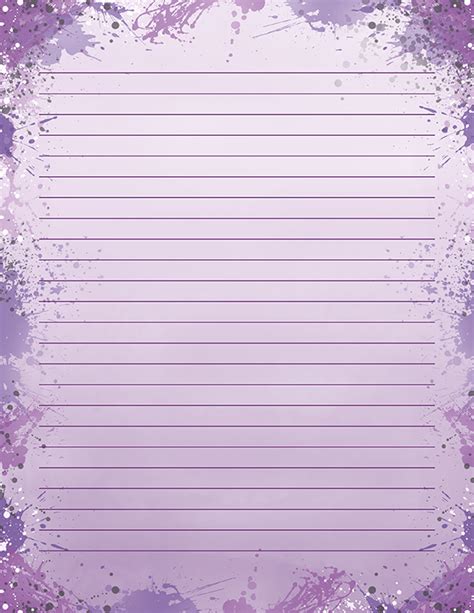 Free Printable Purple Paint Splatter Stationery In  And Pdf Formats