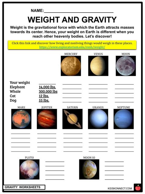 Gravity Facts And Worksheets For Kids Forces Of The Universe Pdf