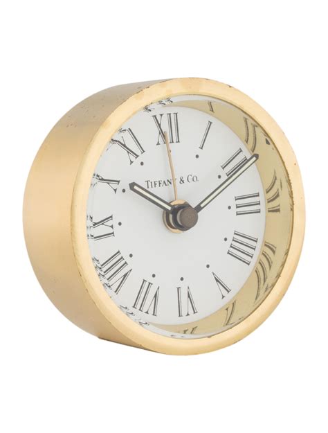 Tiffany And Co Brass Desk Clock Gold Decorative Accents Decor