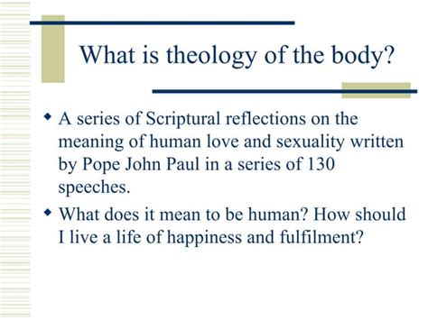 Introduction To Theology Of The Body Ppt