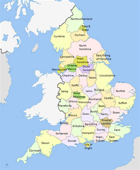 Map showing the location of all the counties in united kingdom including england, wales, scotland and northern ireland. Map of england counties and cities