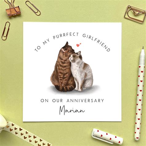 Personalised Cats Anniversary Card For Him Her Boyfriend Etsy Uk