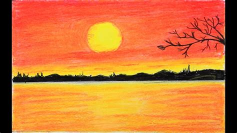 Simple Pencil Sunset Drawing Sunset Drawing A Drawing Done With