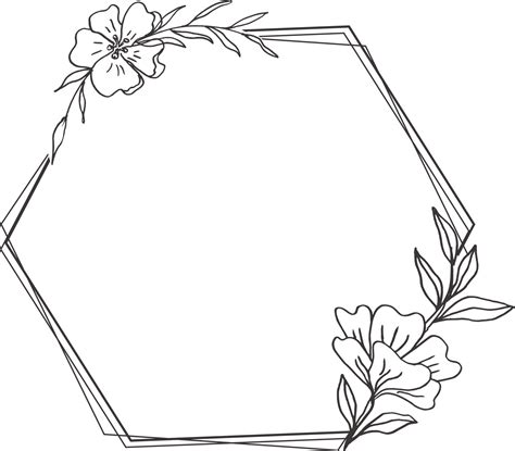 Minimalist Floral Frame With Hand Drawn Leaf And Shape Simple Floral